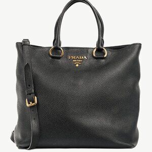 Prada Nero Vitello Phenix Leather Shopping Tote